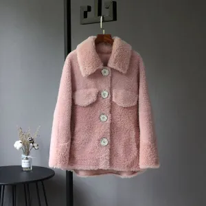 Women's Winter Casual Thick Buttoned Wool Coat