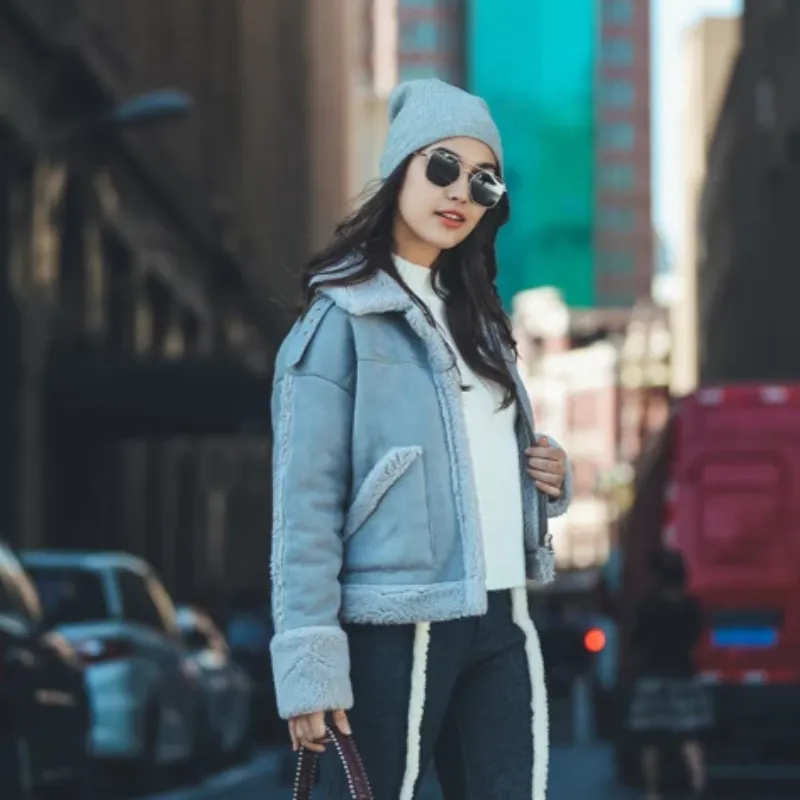 Women's Winter Casual Thick Faux Sheepskin Short Coat With Wool