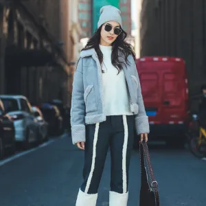 Women's Winter Casual Thick Faux Sheepskin Short Coat With Wool